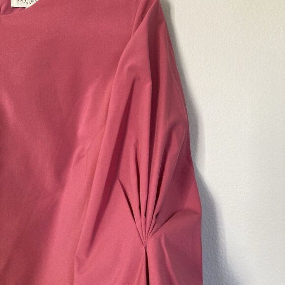 Kay Unger Dress Puff Statement Sleeve Stretch Poplin Lined Dusty Rose Event - Picture 5 of 16